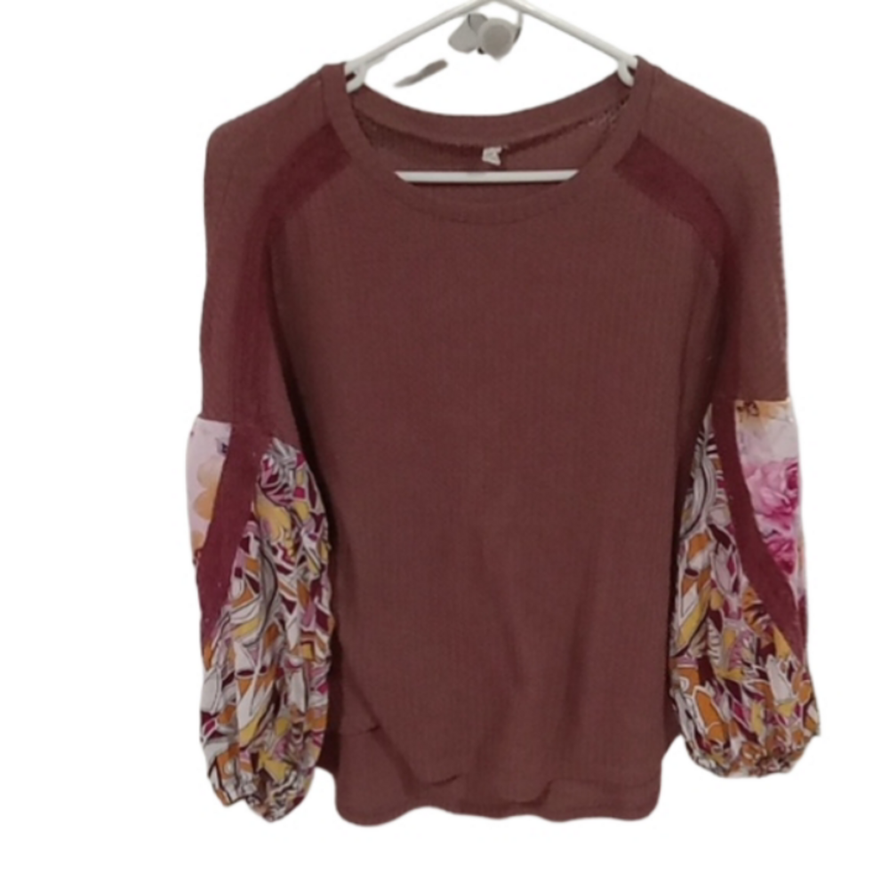 (297)  PINKBLUSH 3/4 SLEEVES LACE TRIM ON SLEEVES HIGH LOW HEM